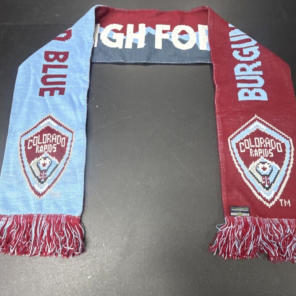 Colorado Rapids MLS Soccer Scarf Diehard Scarves Burgundy Blue Knit 67"x7"